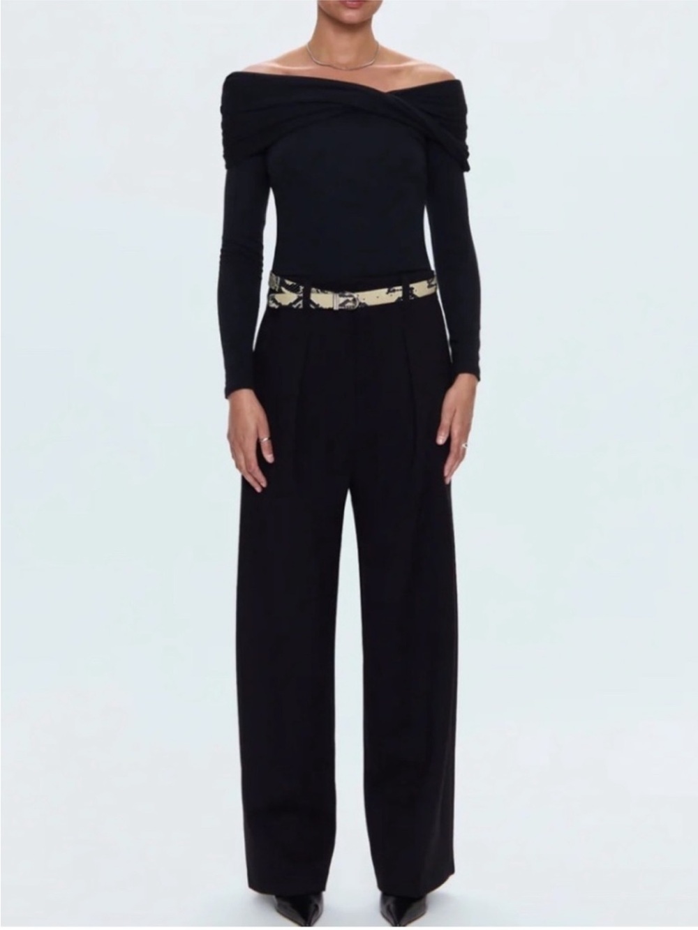 NWT Pistola Barrel Leg Eden Pleated Trouser Pants Black Minimalist Size 29 NEW
